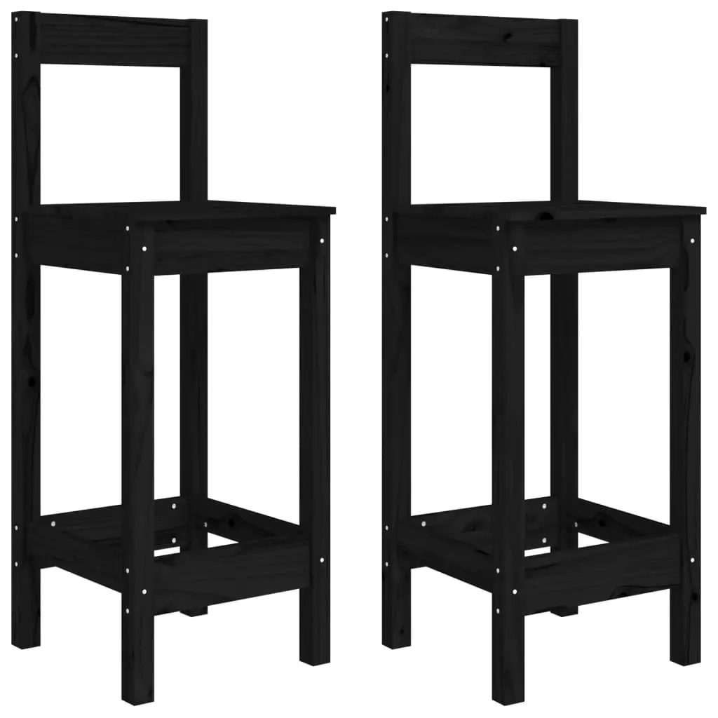 Bar Chairs 2 pcs Black 40x41.5x112 cm Solid Wood Pine 822146 - Furniture