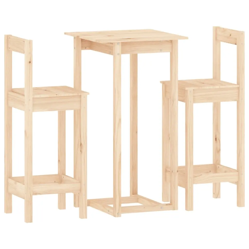 3 Piece Bar Set Solid Wood Pine 3124732 - Furniture