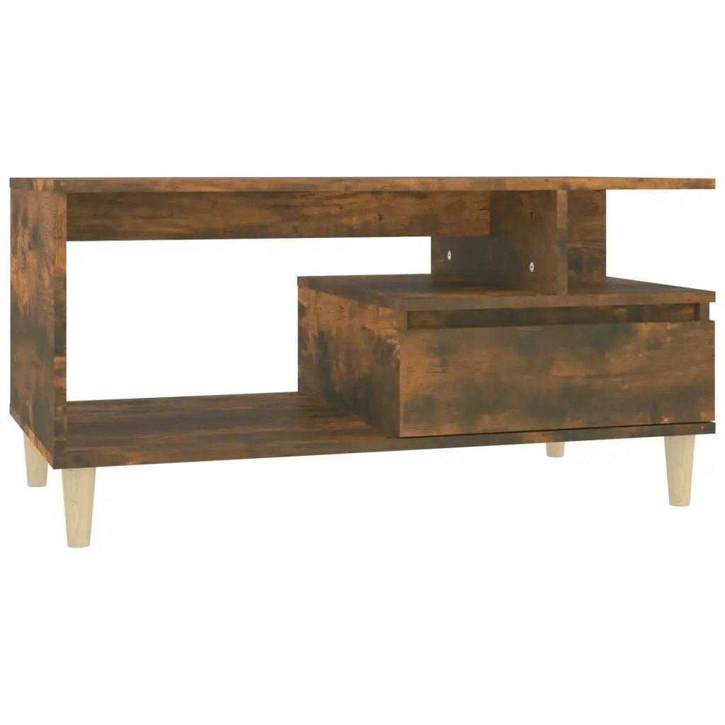 Coffee Table Smoked Oak 90x49x45 cm Engineered Wood 819617 - Furniture