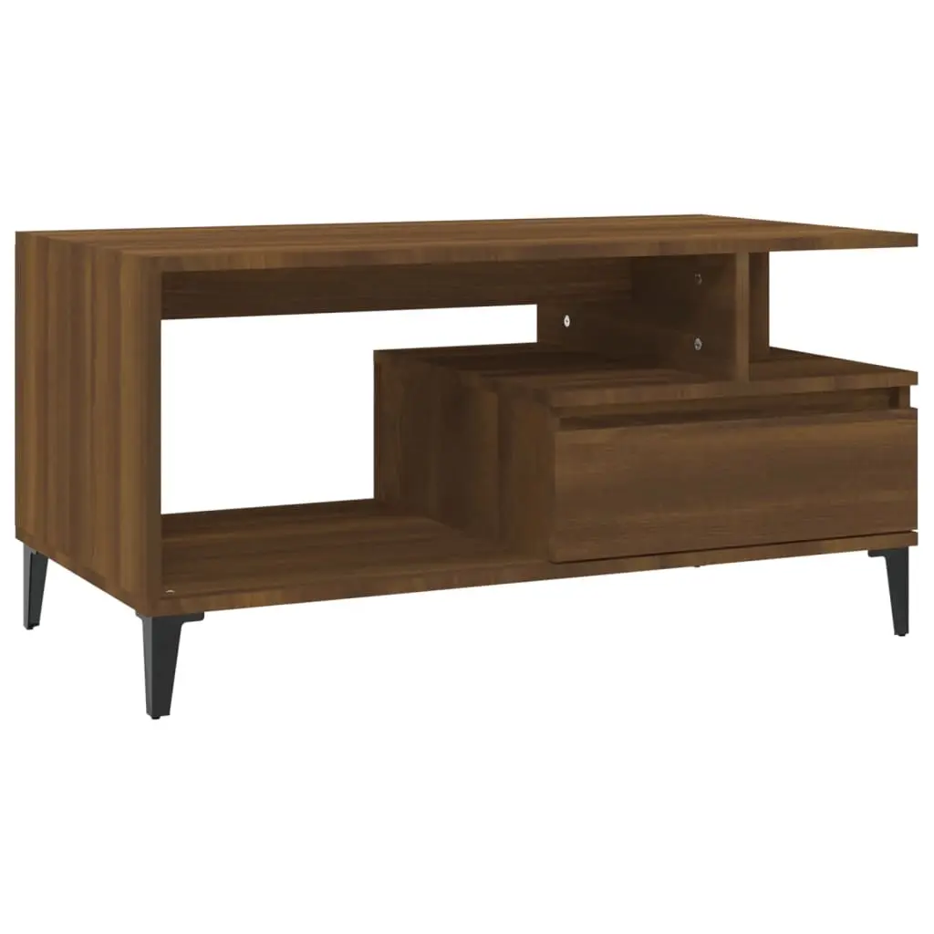 Coffee Table Brown Oak 90x49x45 cm Engineered Wood 819627 - Furniture