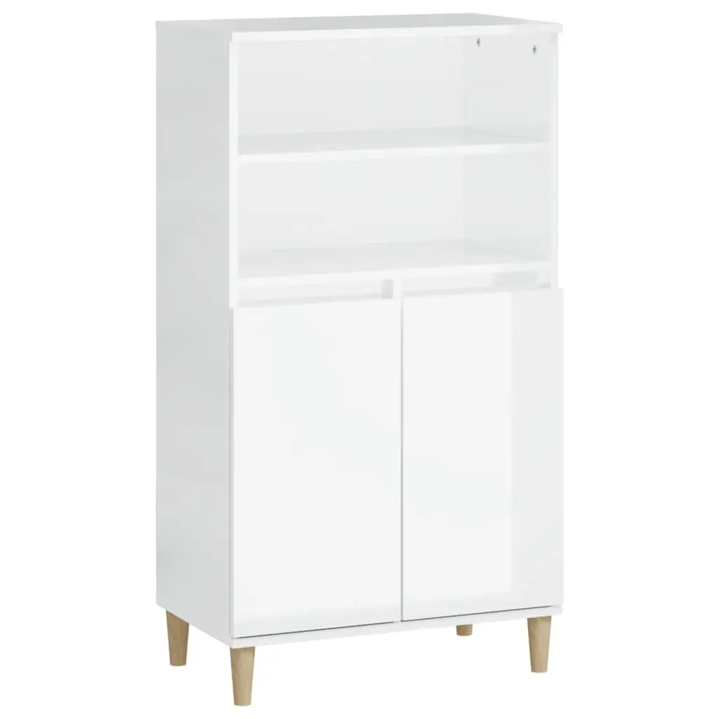Highboard High Gloss White 60x36x110 cm Engineered Wood 821222 - Furniture