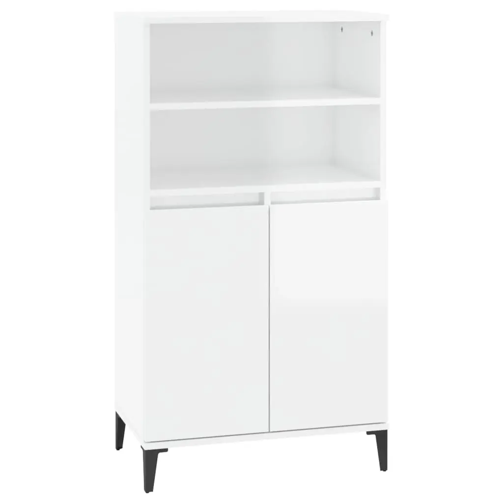 Highboard High Gloss White 60x36x110 cm Engineered Wood 821230 - Furniture