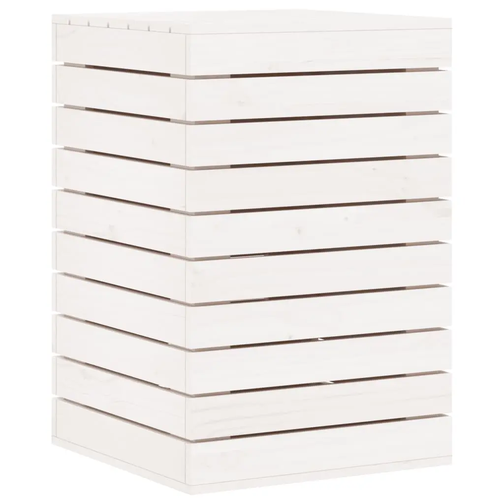 Laundry Basket White 44x44x66 cm Solid Wood Pine 832318 - Home & Garden