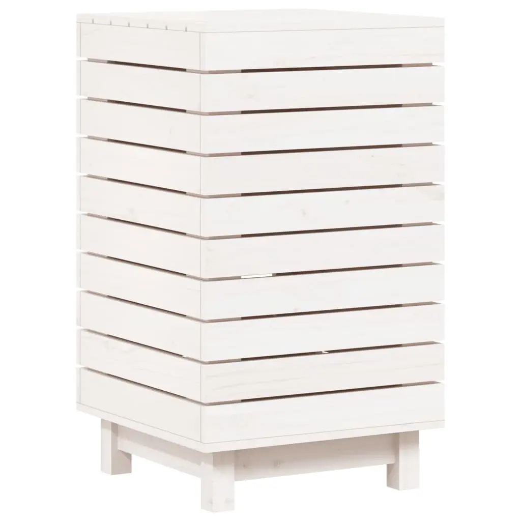 Laundry Basket White 44x44x76 cm Solid Wood Pine 832322 - Home & Garden
