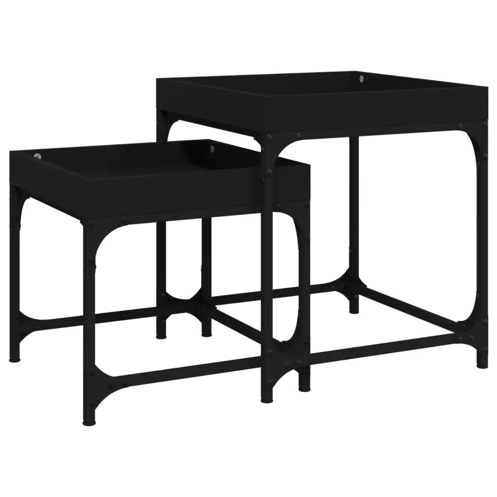 Side Tables 2 pcs Black Engineered Wood 823282 - Furniture