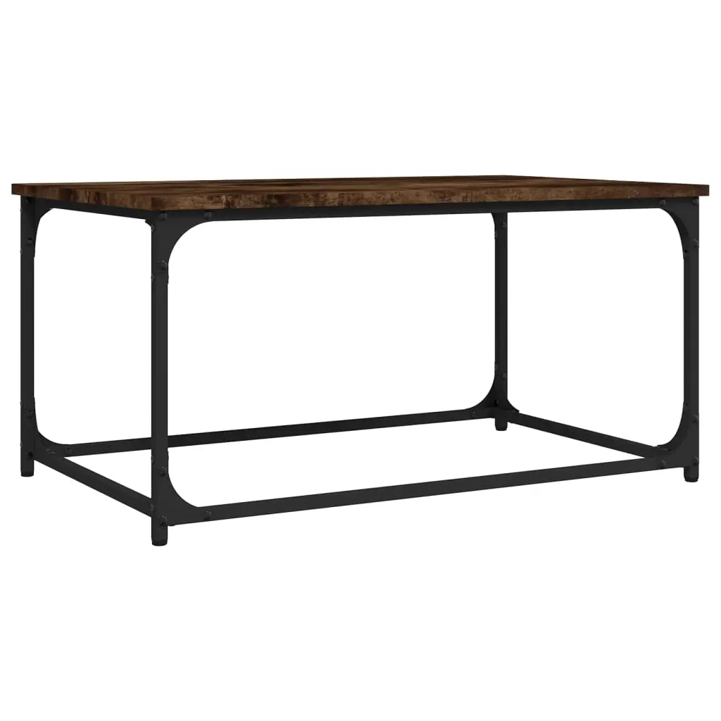Coffee Table Smoked Oak 80x50x40 cm Engineered Wood and Iron 823294 - Furniture