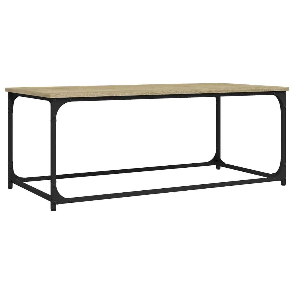 Coffee Table Sonoma Oak 102x50x40 cm Engineered Wood and Iron 823298 - Furniture