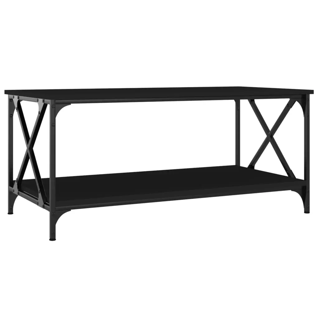 Coffee Table Black 100x50x45 cm Engineered Wood and Iron 823307 - Furniture