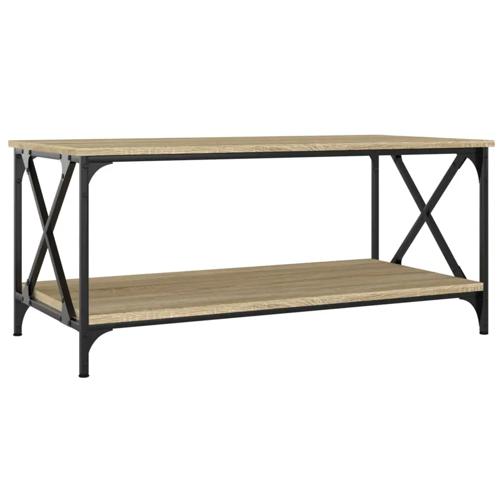 Coffee Table Sonoma Oak 100x50x45 cm Engineered Wood and Iron 823308 - Furniture