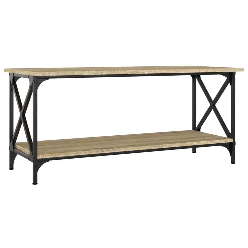 Coffee Table Sonoma Oak 100x45x45 cm Engineered Wood and Iron 823313 - Furniture