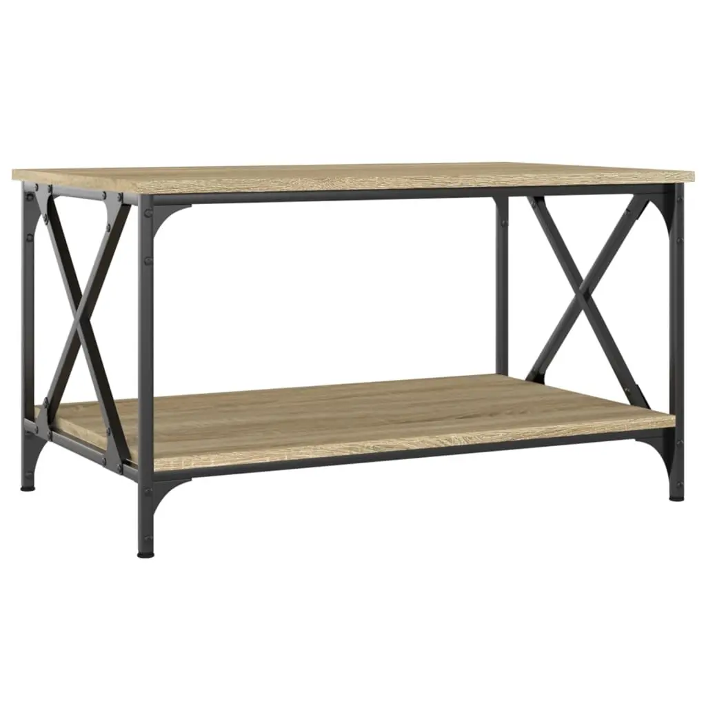 Coffee Table Sonoma Oak 80x50x45 cm Engineered Wood and Iron 823318 - Furniture