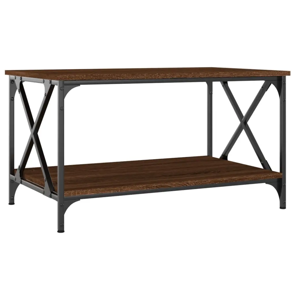 Coffee Table Brown Oak 80x50x45 cm Engineered Wood and Iron 823321 - Furniture