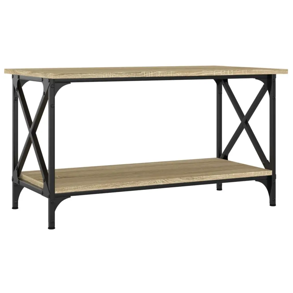Coffee Table Sonoma Oak 80x45x45 cm Engineered Wood and Iron 823323 - Furniture
