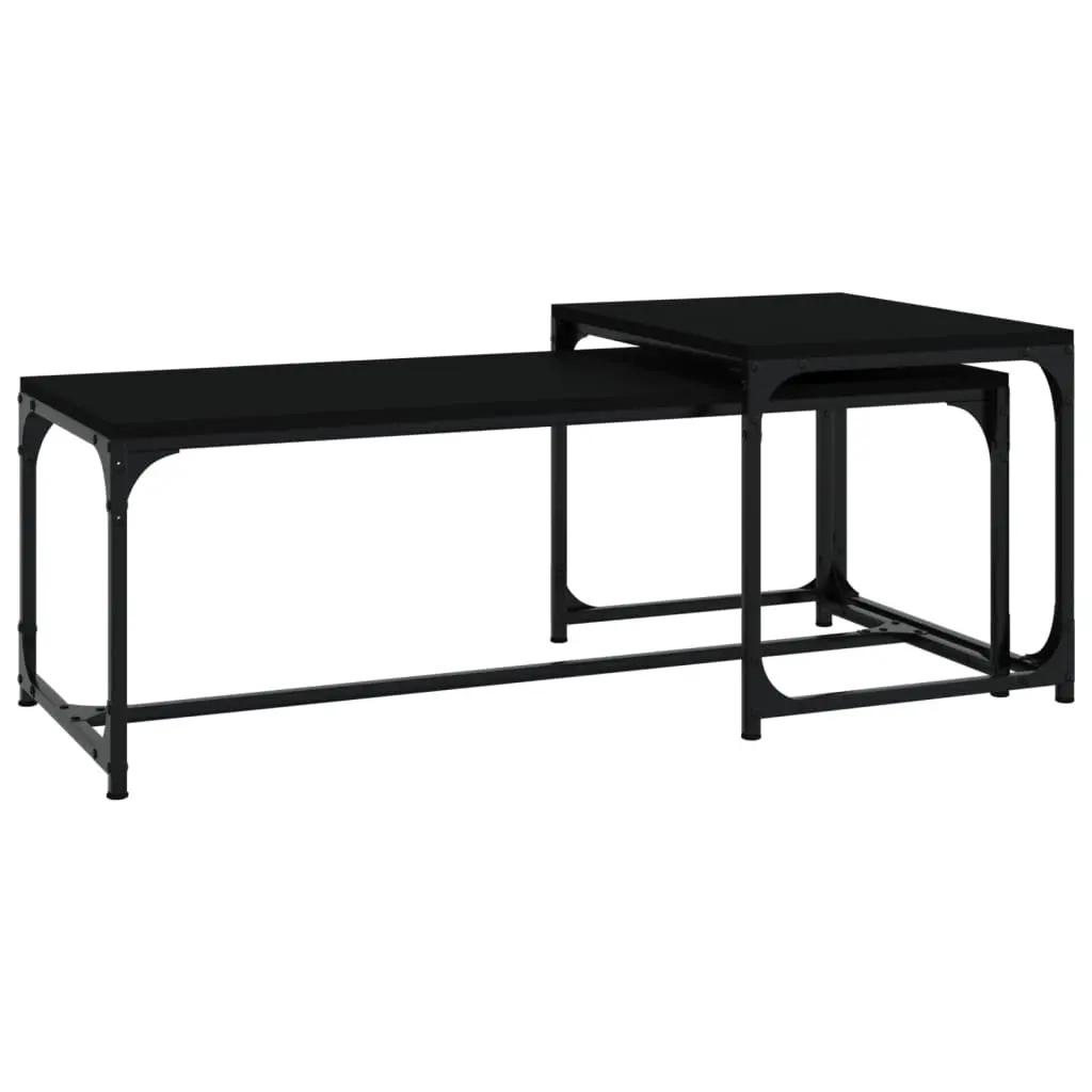 Coffee Tables 2 pcs Black Engineered Wood 823337 - Furniture