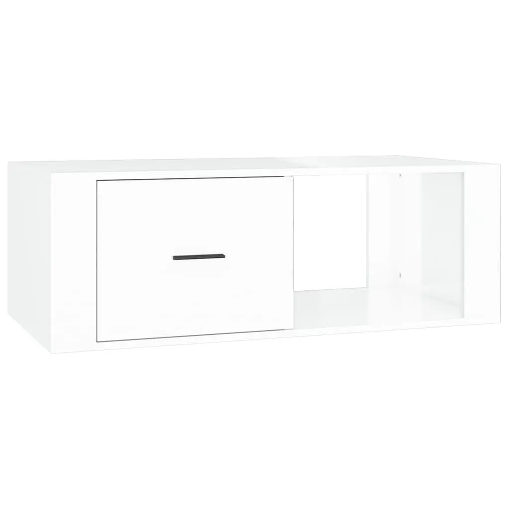 Coffee Table High Gloss White 100x50.5x35 cm Engineered Wood 816538 - Furniture