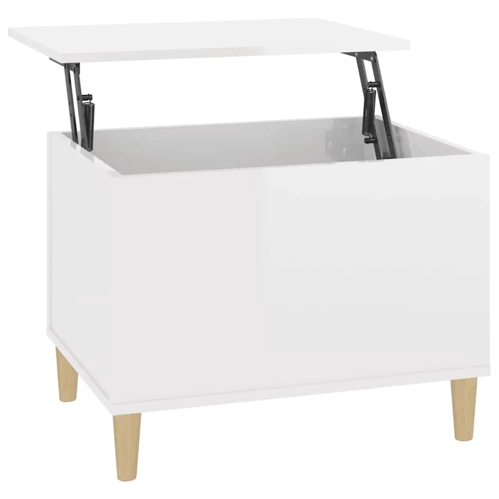 Coffee Table High Gloss White 60x44.5x45 cm Engineered Wood 819566 - Furniture