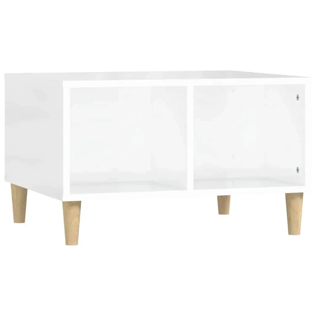 Coffee Table High Gloss White 60x50x36.5 cm Engineered Wood 821030 - Furniture