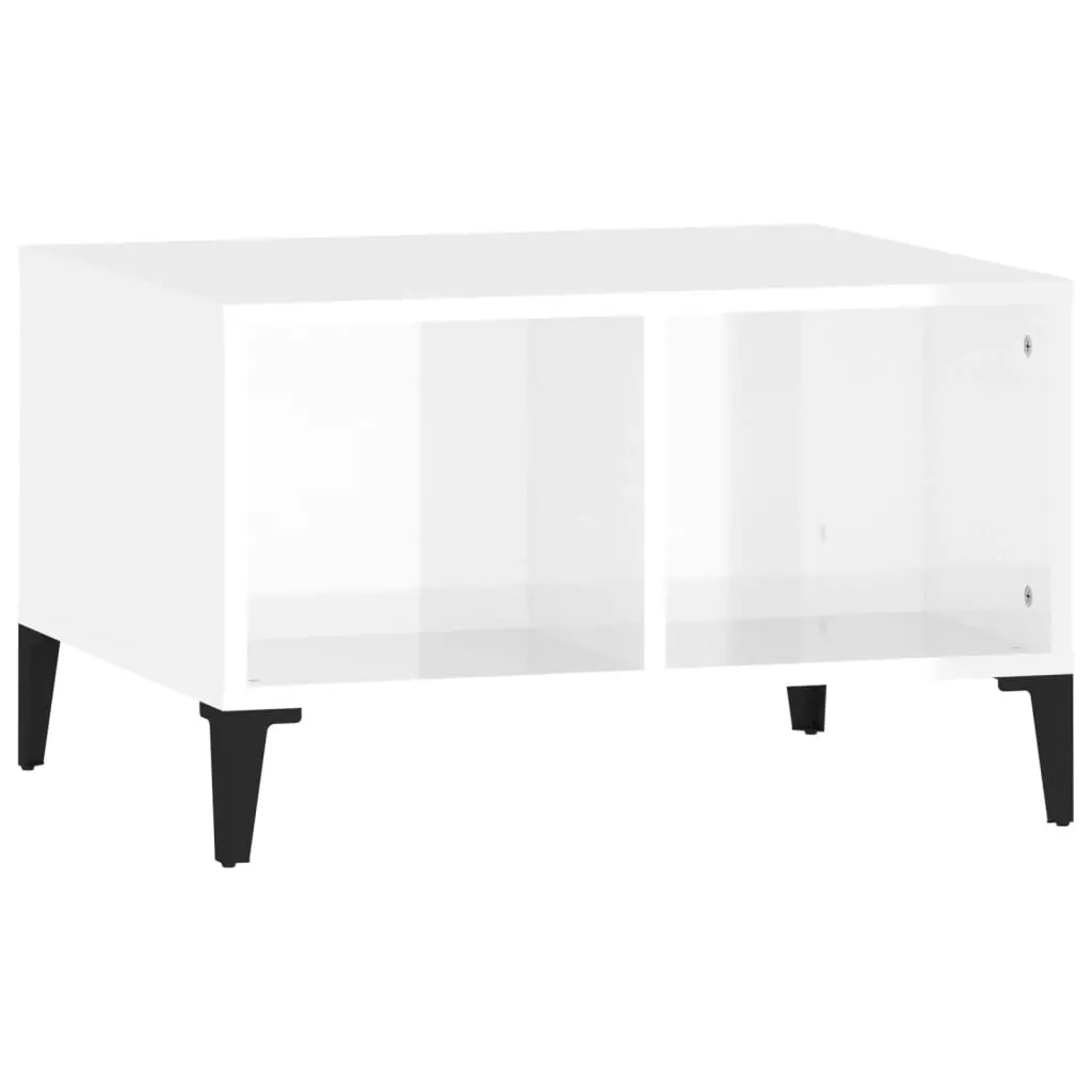 Coffee Table High Gloss White 60x50x36.5 cm Engineered Wood 821038 - Furniture