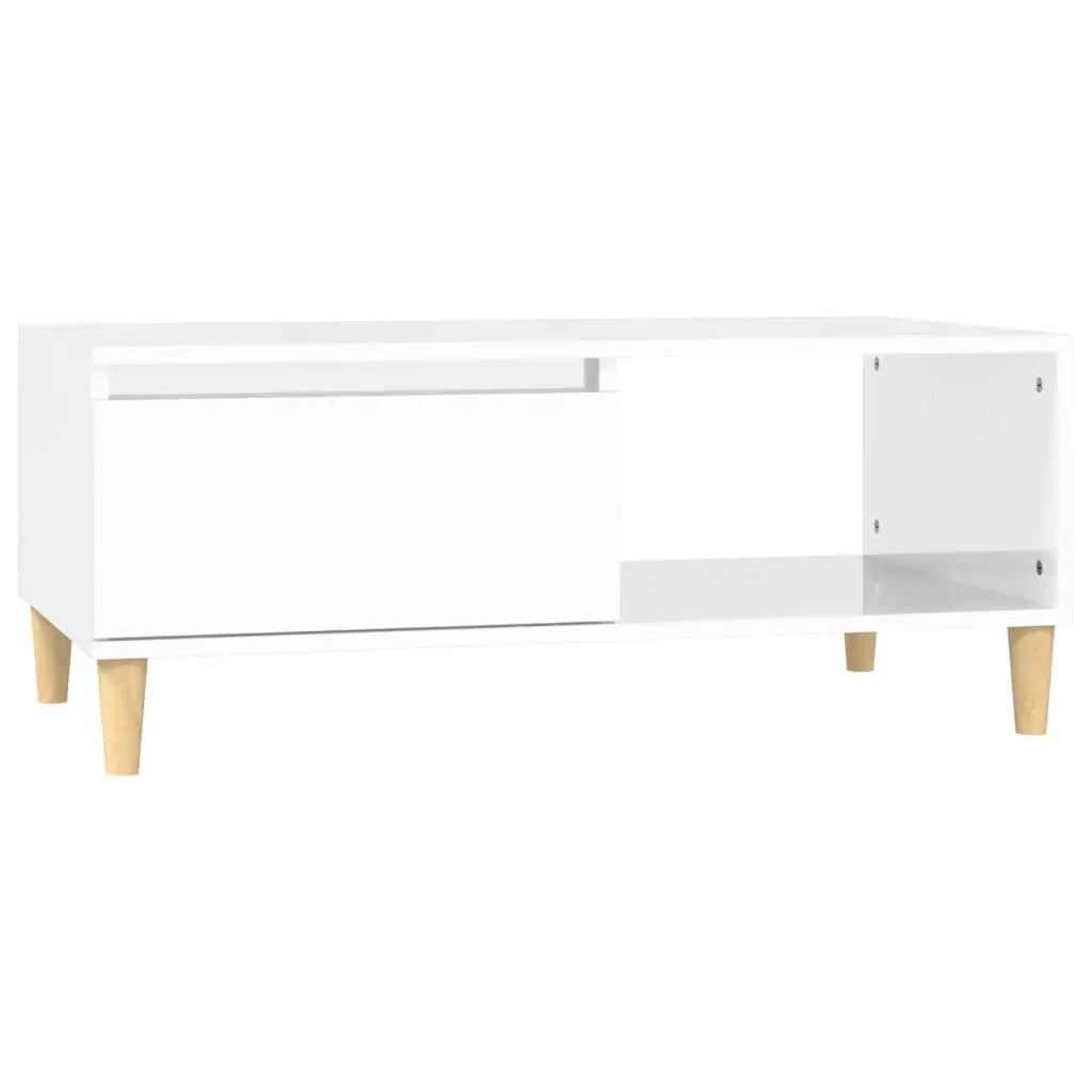 Coffee Table High Gloss White 90x50x36.5 cm Engineered Wood 821046 - Furniture