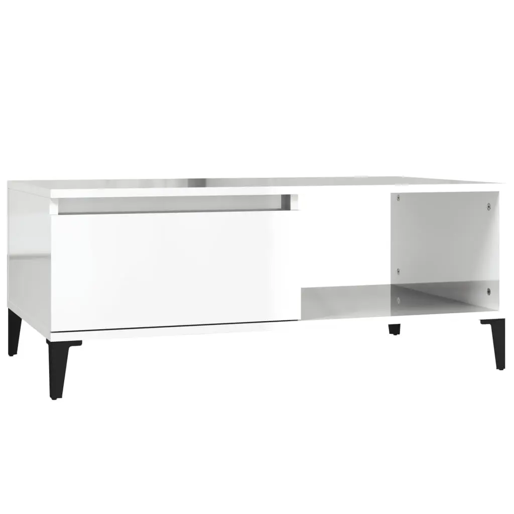 Coffee Table High Gloss White 90x50x36.5 cm Engineered Wood 821054 - Furniture