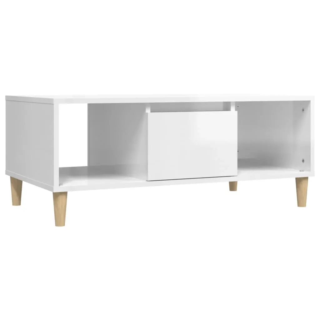 Coffee Table High Gloss White 90x50x36.5 cm Engineered Wood 821062 - Furniture
