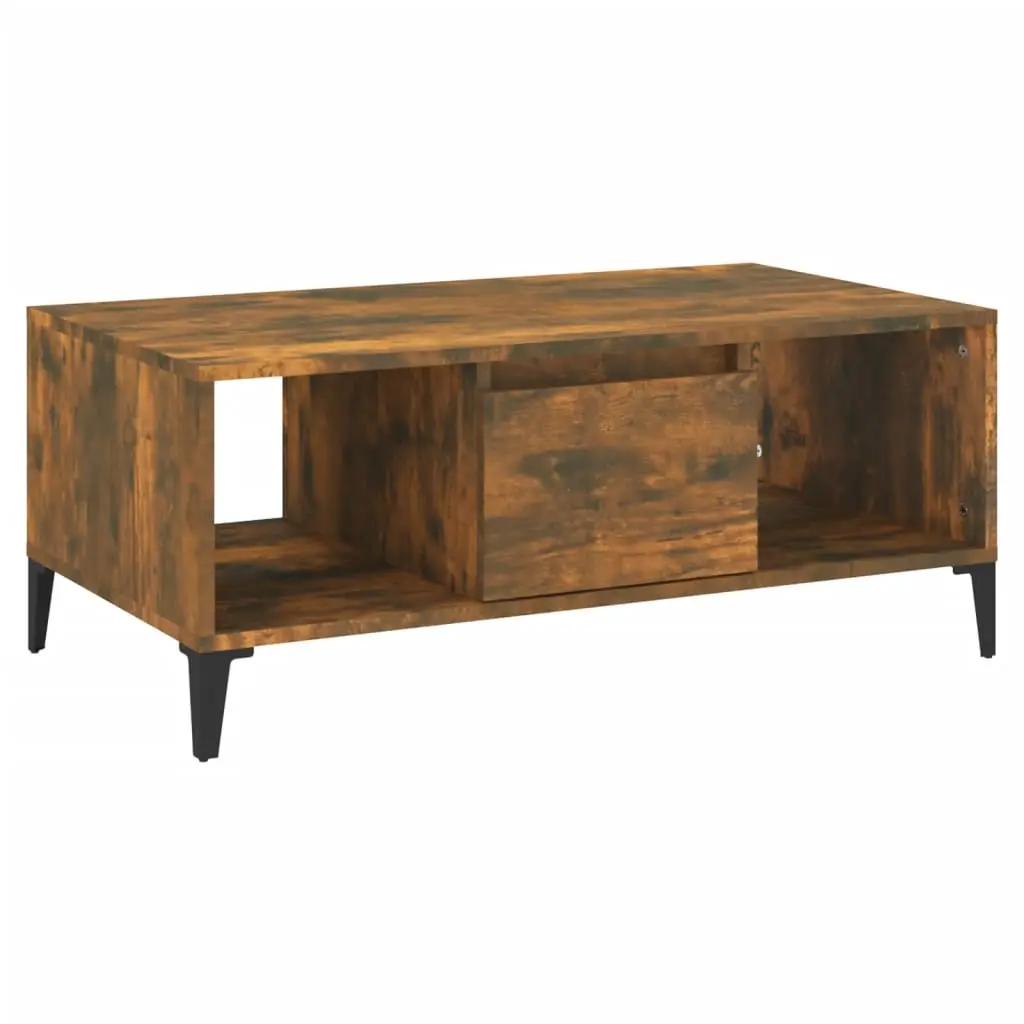 Coffee Table Smoked Oak 90x50x36.5 cm Engineered Wood 821073 - Furniture