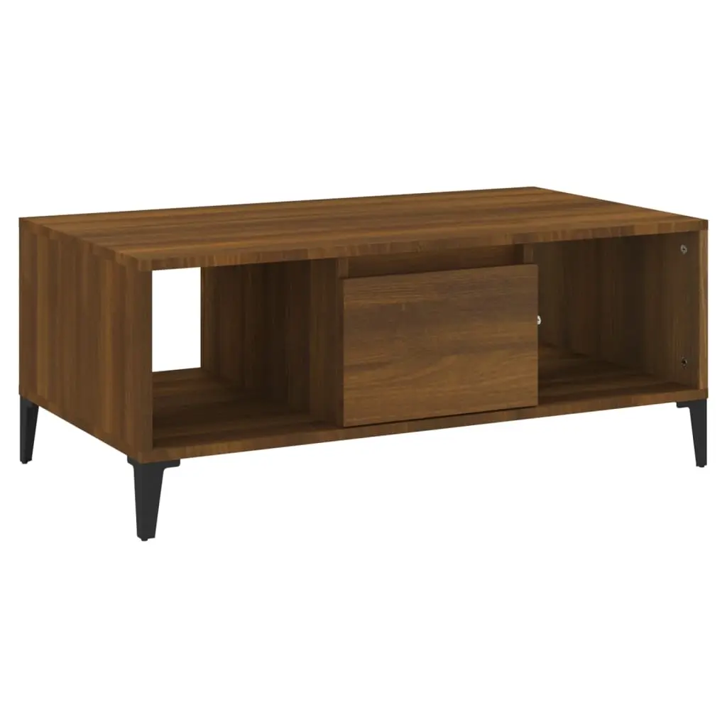 Coffee Table Brown Oak 90x50x36.5 cm Engineered Wood 821075 - Furniture