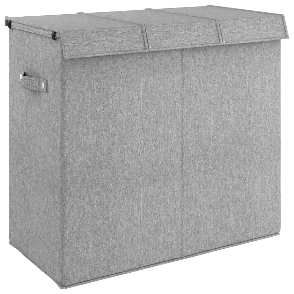 Foldable Laundry Hamper Grey 64.5x34.5x59 cm Faux Linen Fabric 351041 - Home & Garden