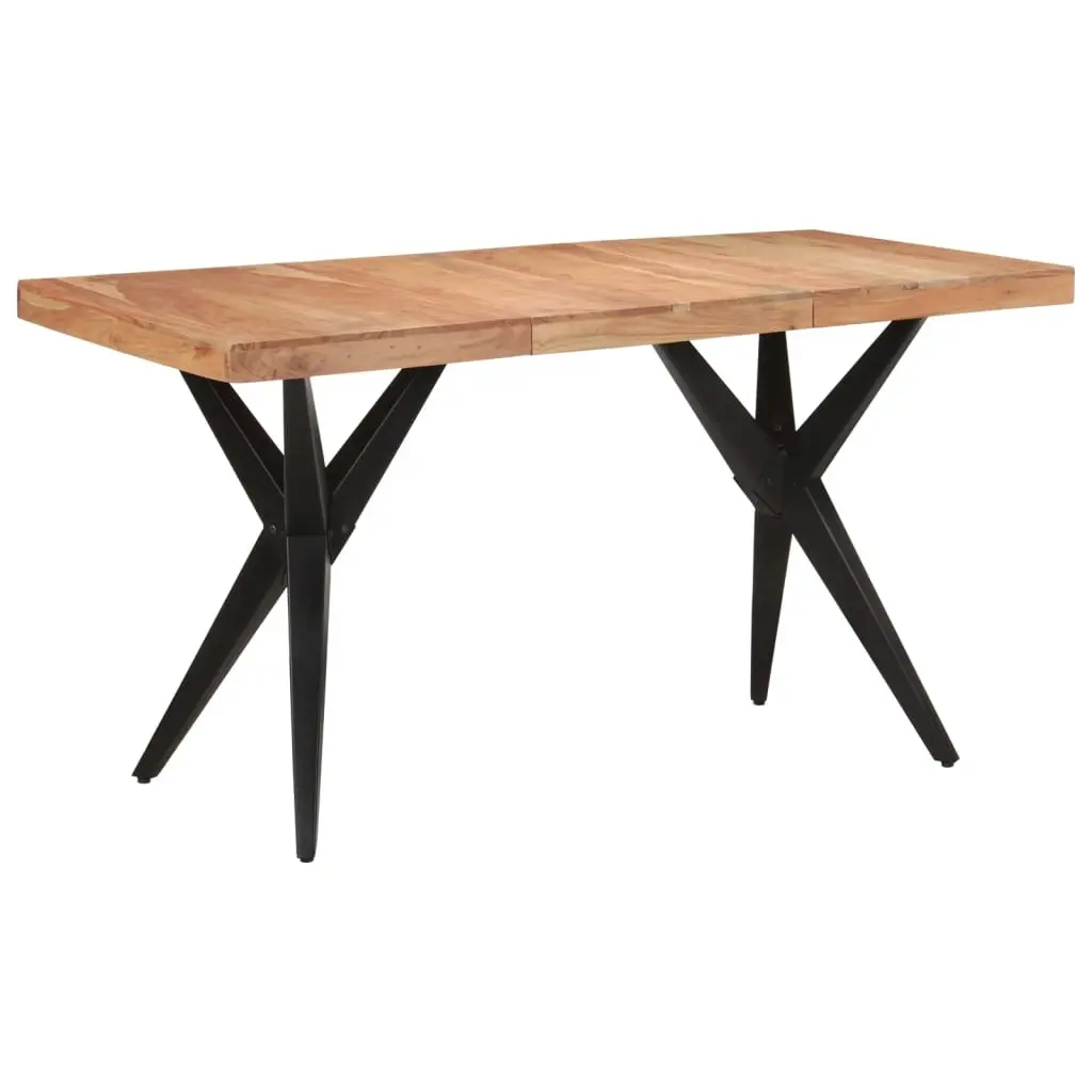 Dining Table Black 140x70x76 cm Solid Wood Acacia 351640 - Furniture
