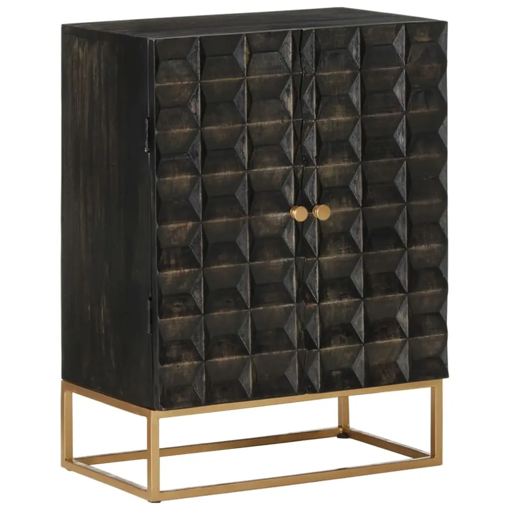 Sideboard Black 55x34x75 cm Solid Wood Mango and Iron 351679 - Furniture