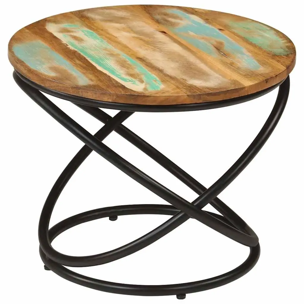 Coffee Table Ø50x40 cm Solid Wood Reclaimed and Steel 352023 - Furniture