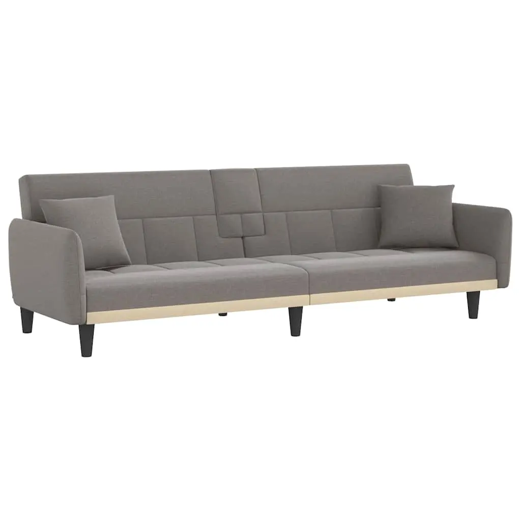 Sofa Bed with Cup Holders Taupe Fabric 351874 - Furniture