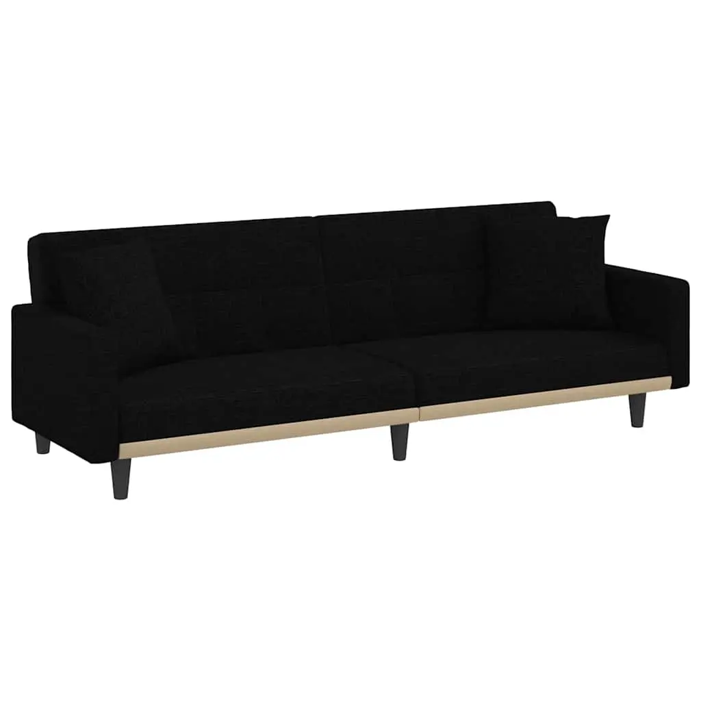Sofa Bed with Cushions Black Fabric 351877 - Furniture