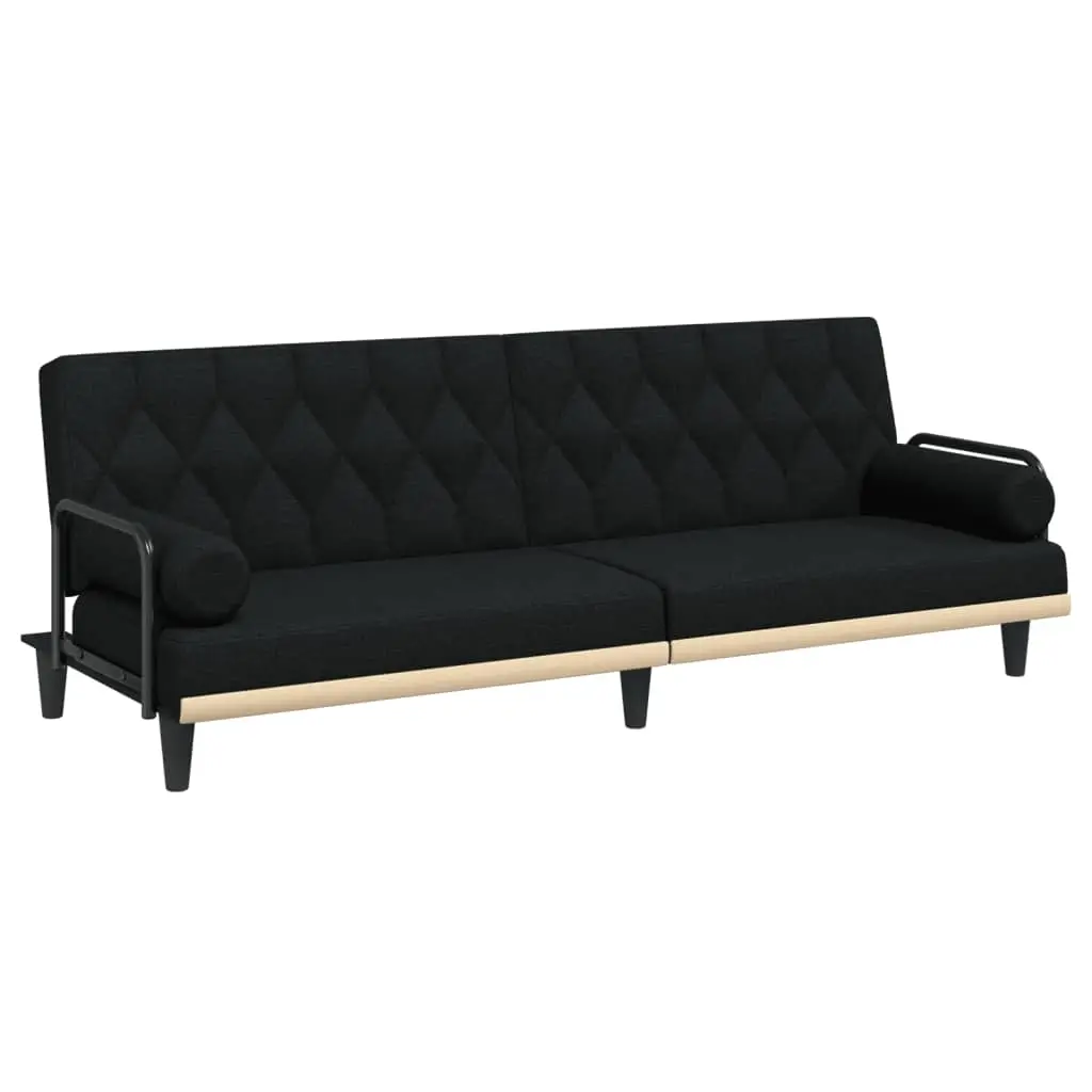 Sofa Bed with Armrests Black Fabric 351939 - Furniture