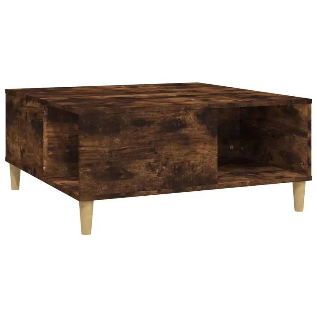 Coffee Table Smoked Oak 80x80x36.5 cm Engineered Wood 821097 - Furniture