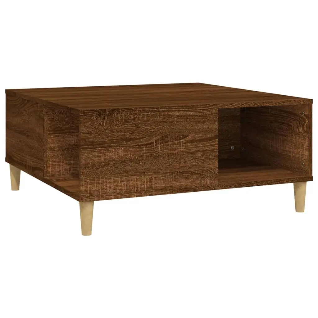Coffee Table Brown Oak 80x80x36.5 cm Engineered Wood 821099 - Furniture