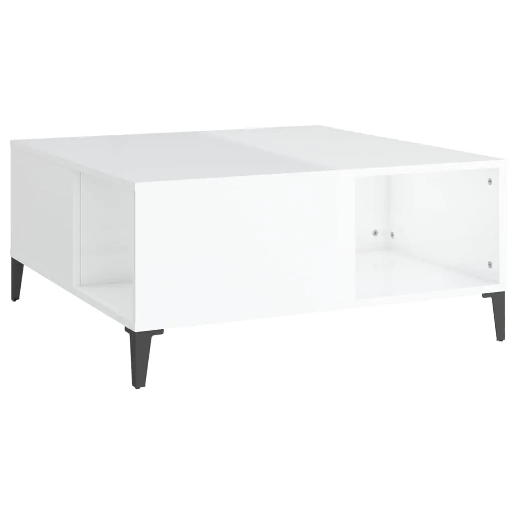 Coffee Table High Gloss White 80x80x36.5 cm Engineered Wood 821102 - Furniture