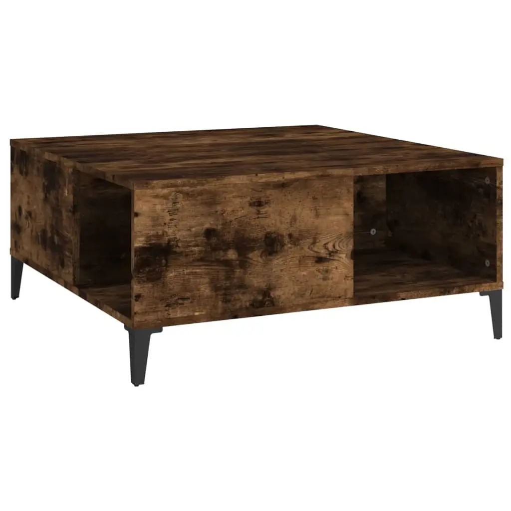 Coffee Table Smoked Oak 80x80x36.5 cm Engineered Wood 821105 - Furniture