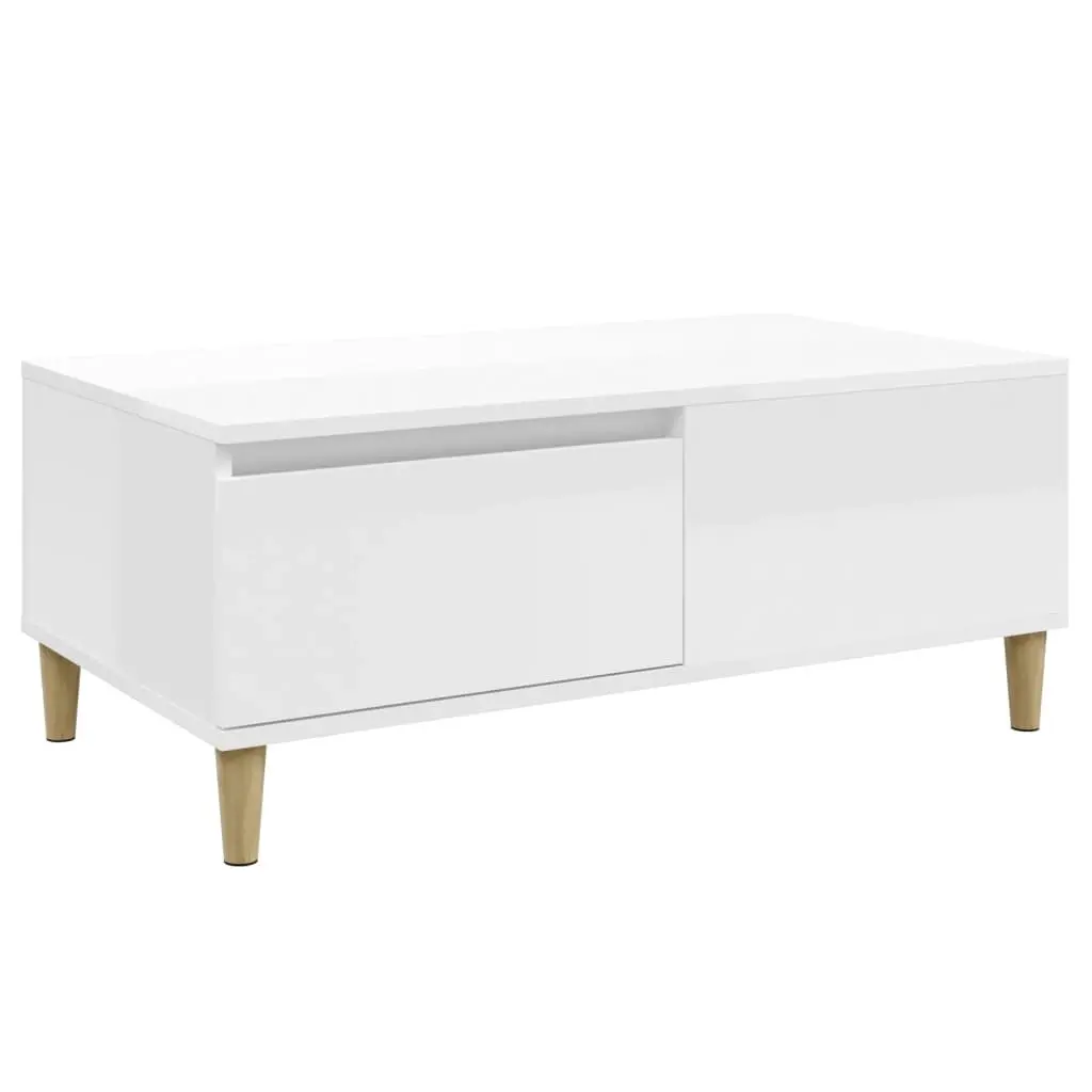 Coffee Table High Gloss White 90x50x36.5 cm Engineered Wood 821110 - Furniture