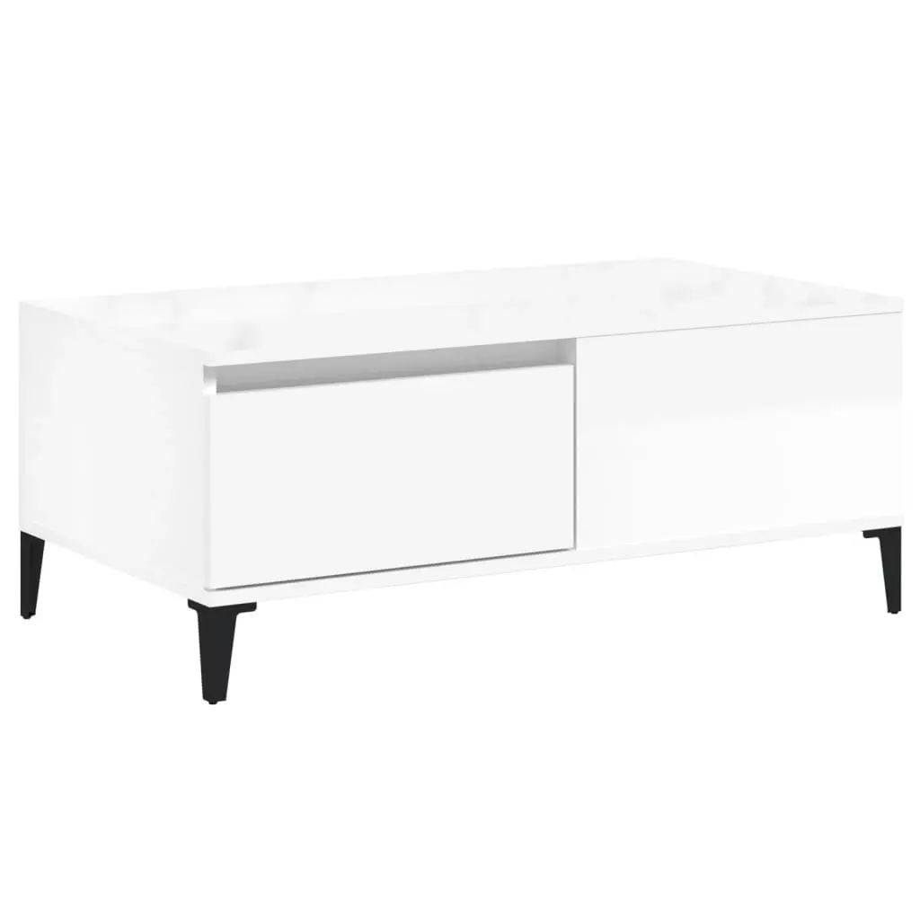 Coffee Table High Gloss White 90x50x36.5 cm Engineered Wood 821118 - Furniture