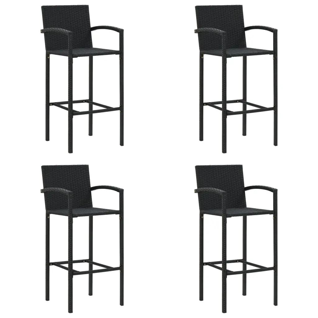 Bar Stools 4 pcs Black Poly Rattan 362584 - Furniture