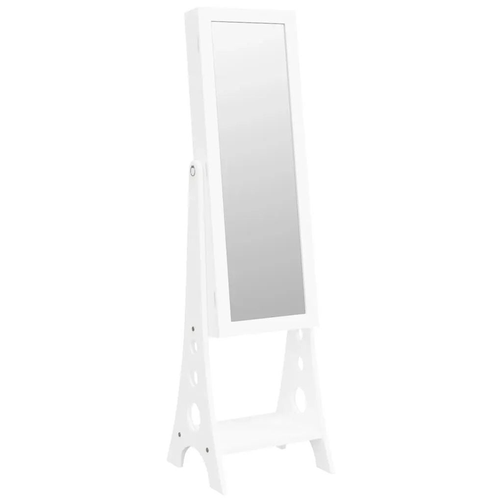 Mirror Jewellery Cabinet with LED Lights Free Standing White 353265 - Furniture