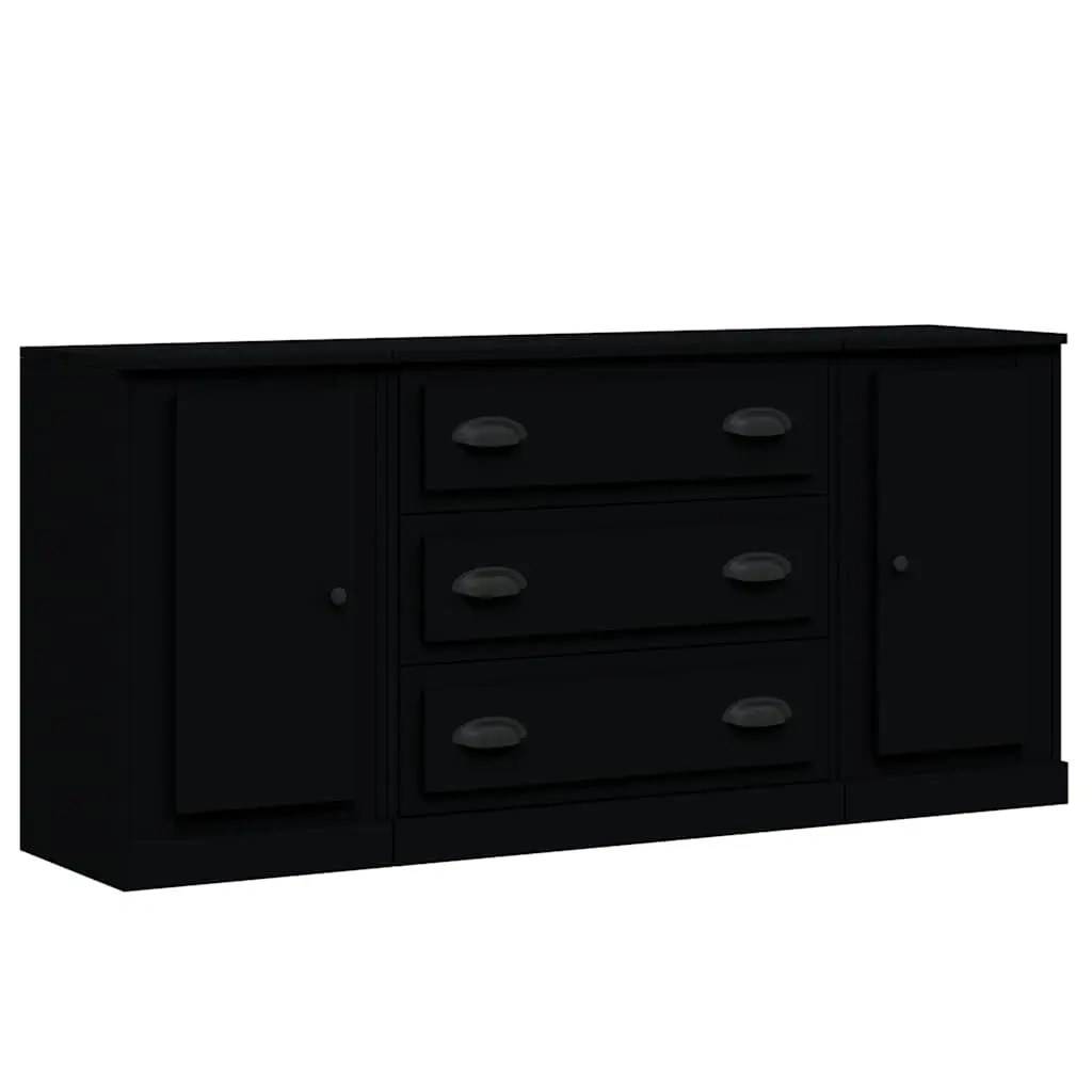 Sideboards 3 pcs Black Engineered Wood 3185248 - Furniture
