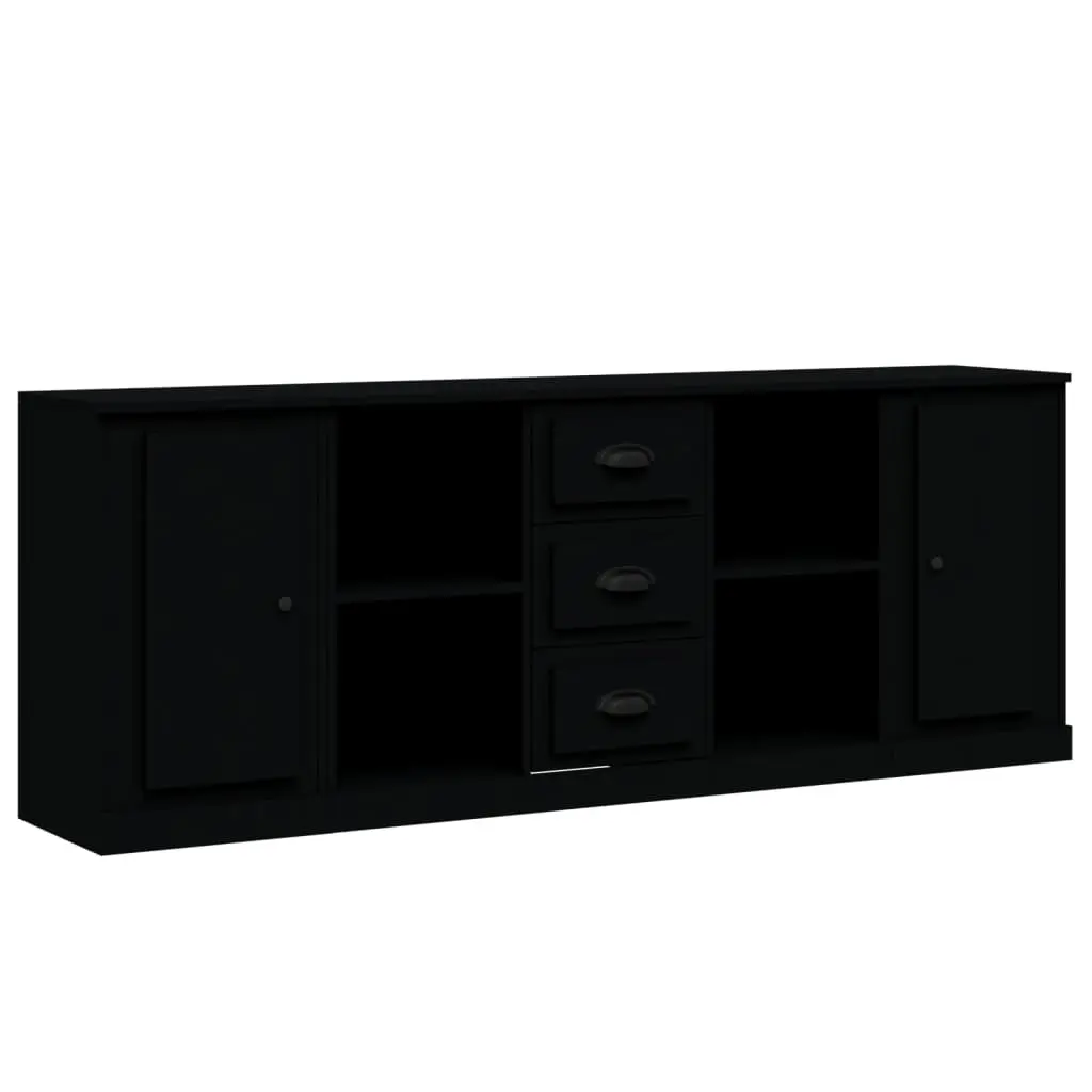 Sideboards 3 pcs Black Engineered Wood 3185256 - Furniture