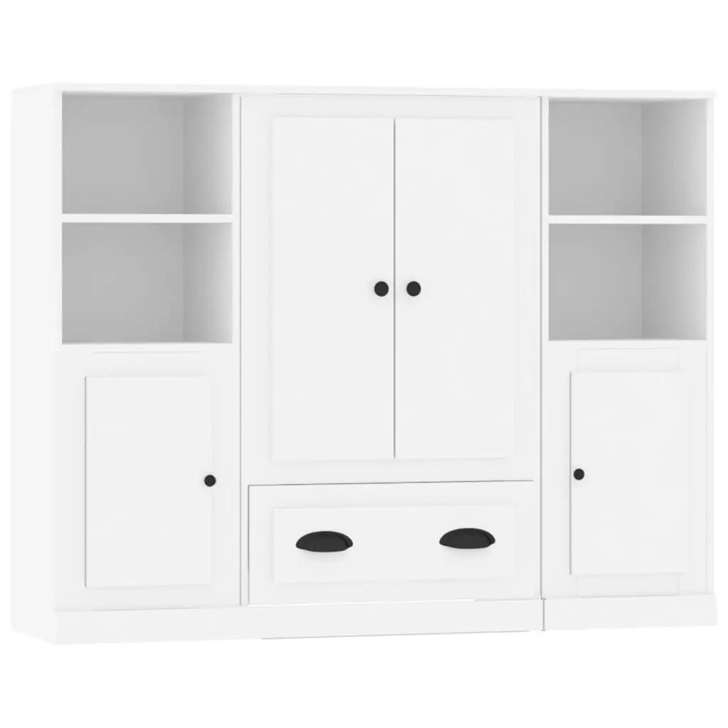 Highboards 3 pcs White Engineered Wood 3185319 - Furniture