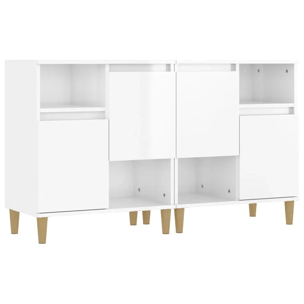 Sideboards 2 pcs High Gloss White 60x35x70 cm Engineered Wood 3185721 - Furniture