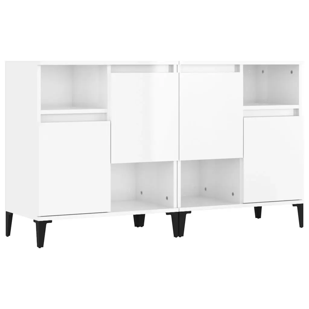 Sideboards 2 pcs High Gloss White 60x35x70 cm Engineered Wood 3185729 - Furniture