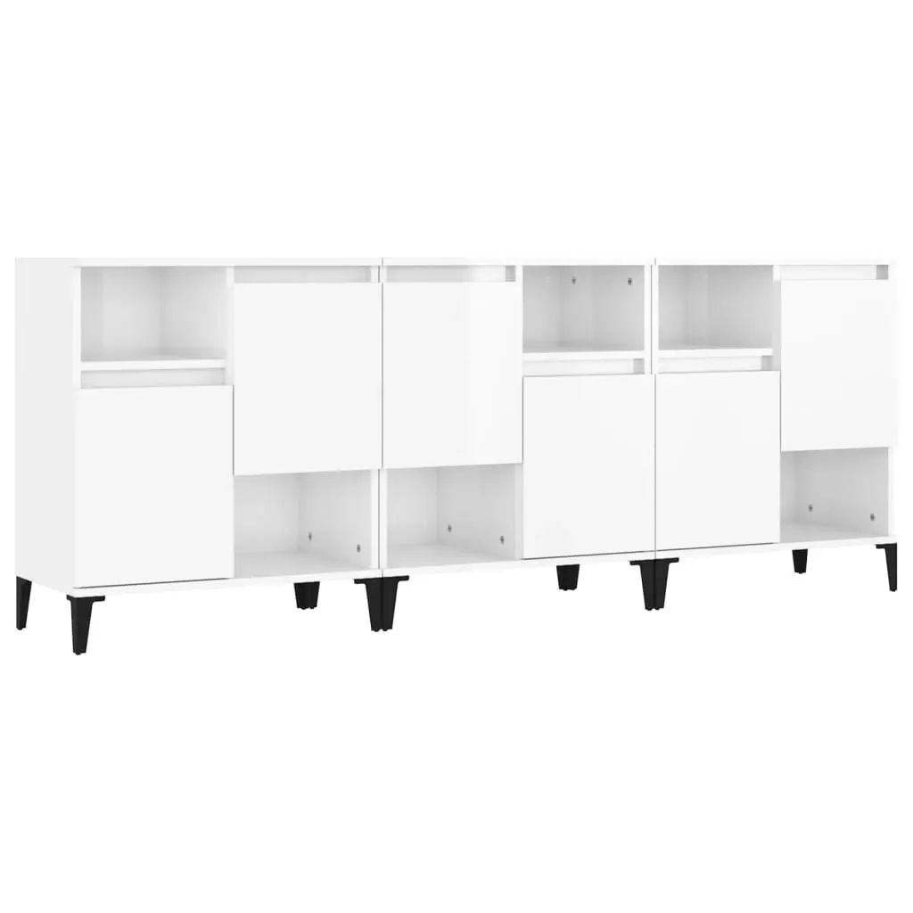 Sideboards 3 pcs High Gloss White 60x35x70 cm Engineered Wood 3185745 - Furniture