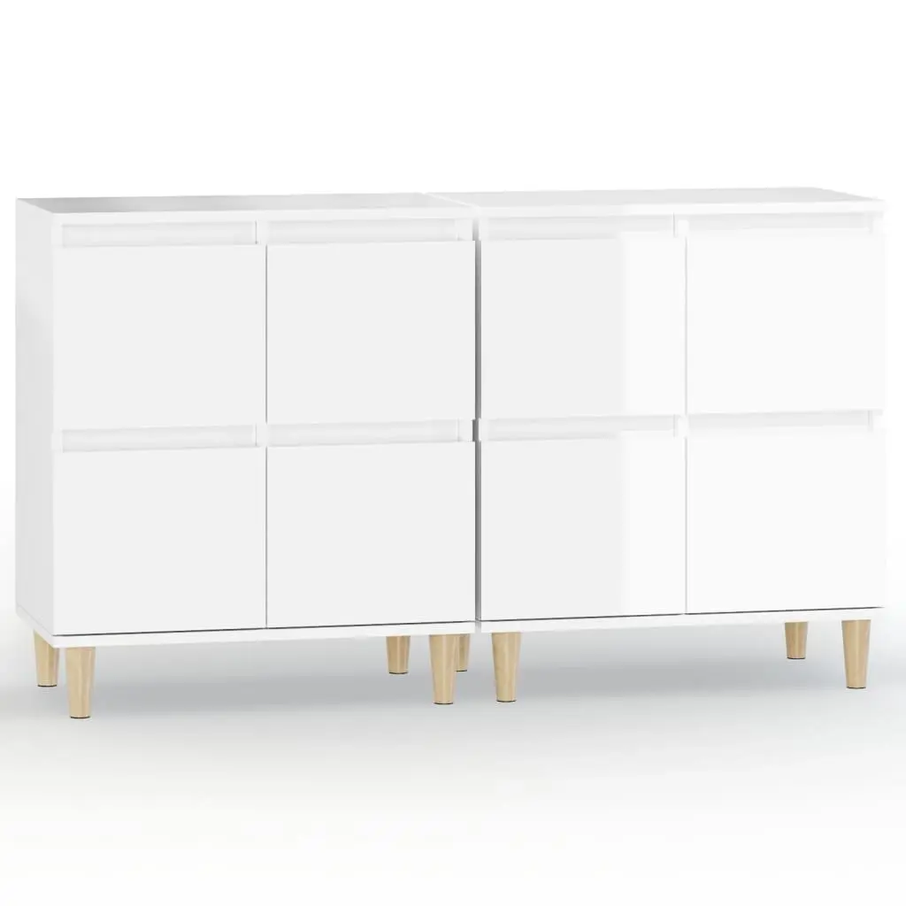 Sideboards 2 pcs High Gloss White 60x35x70 cm Engineered Wood 3185753 - Furniture