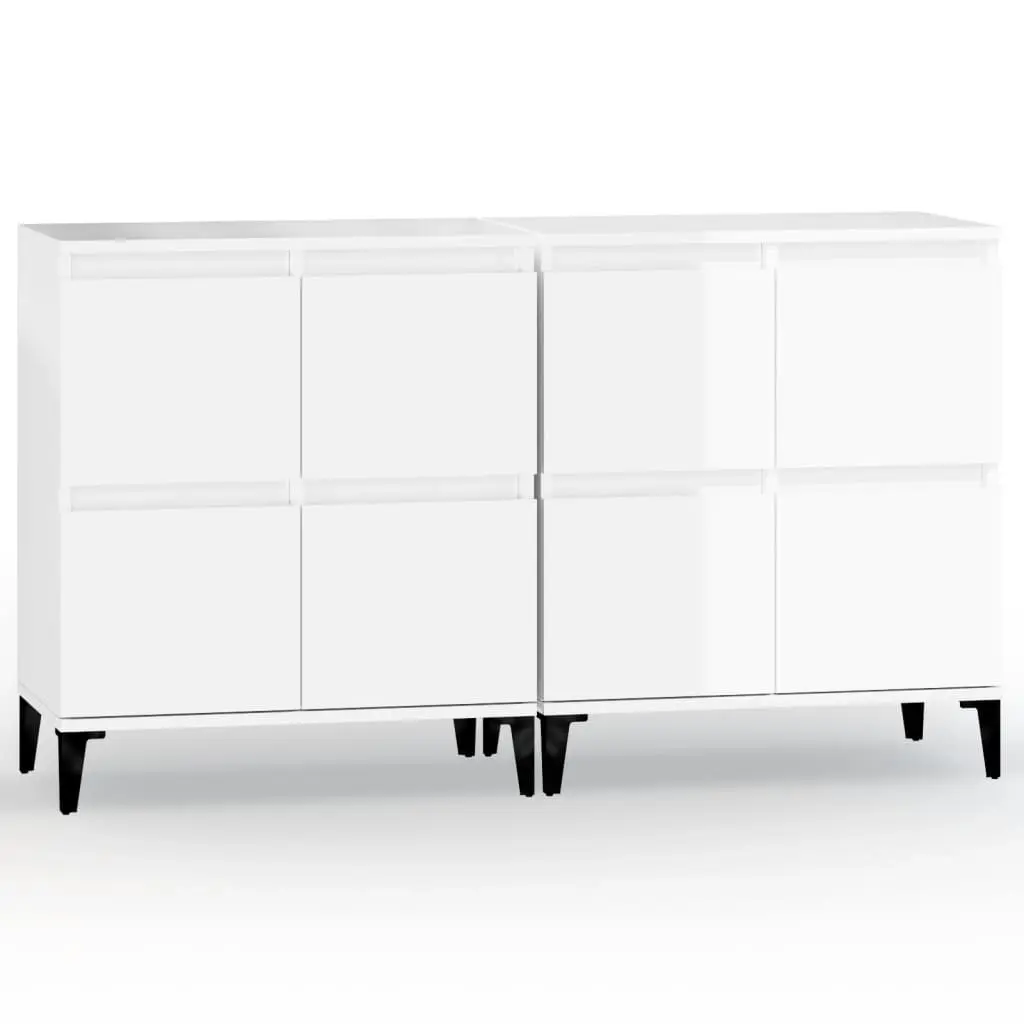 Sideboards 2 pcs High Gloss White 60x35x70 cm Engineered Wood 3185761 - Furniture
